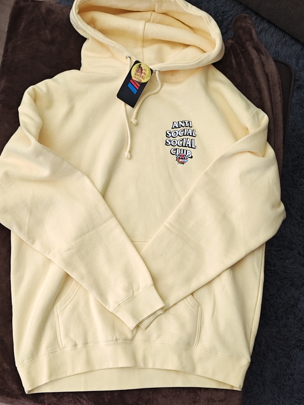 Anti Social Social Club NASCAR Pale Yellow Pullover Hoodie